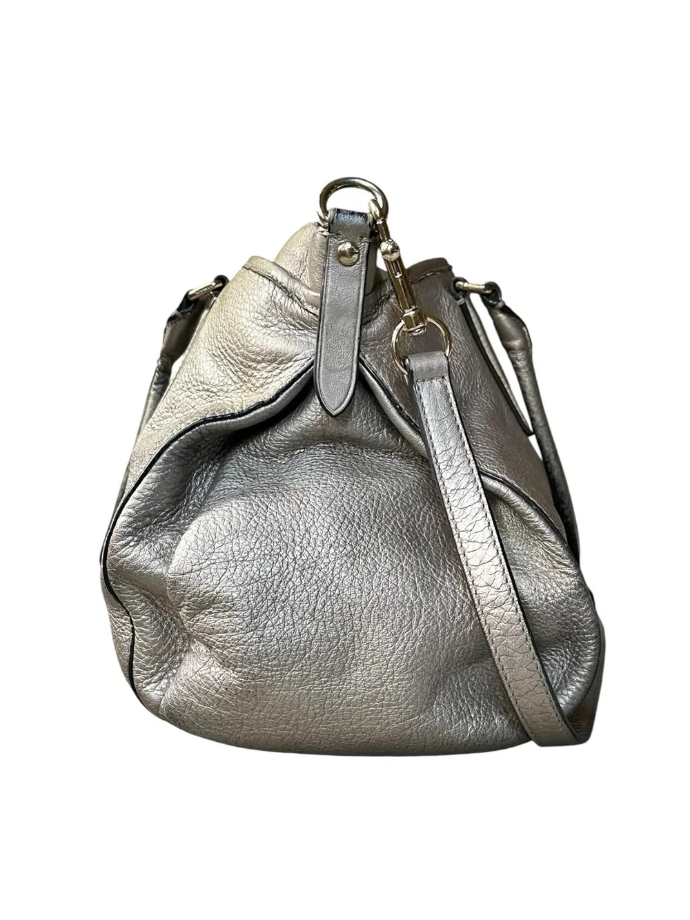 Coach Morgan Satchel Crossbody Bag in Soft Gold Pebbled Leather - Picture 6 of 14